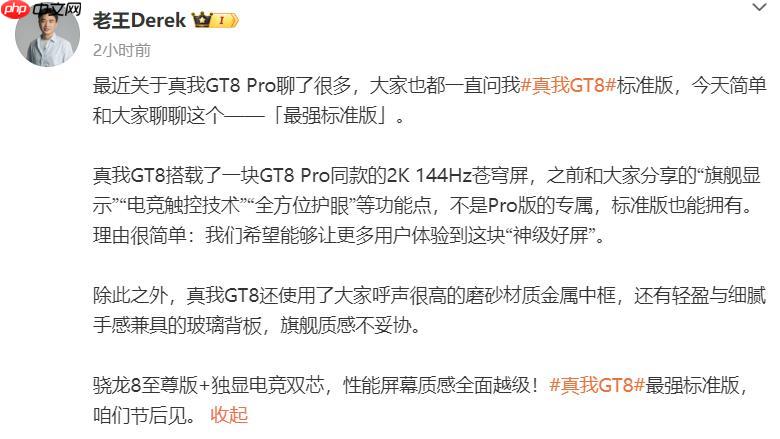 真我GT8标准版官宣 徐起：挑战最强标准版