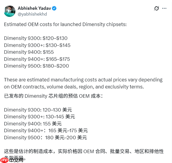 相同的3nm工艺：天玑9500要比第五代骁龙8至尊版便宜50%以上！
