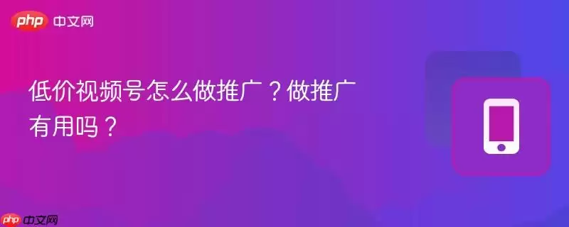 低价视频号怎么做推广？做推广有用吗？