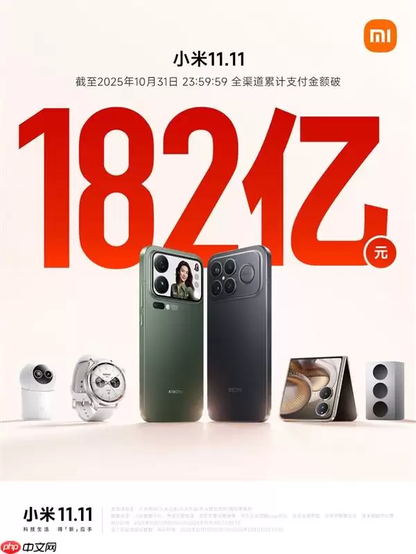 小米双11战报：全渠道支付额破182亿元，再创新高
