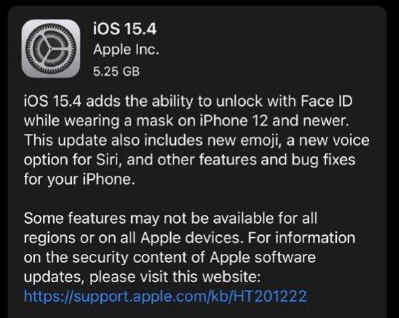ios15.4正式版什么时候上线