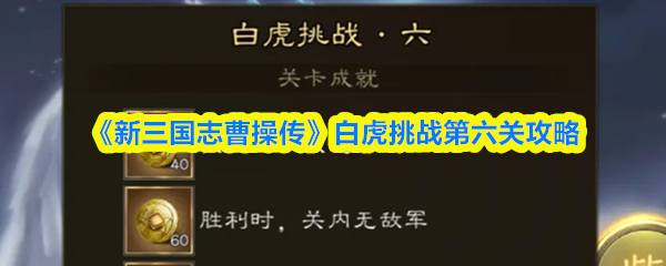 新三国志曹操传白虎挑战第6关怎么过