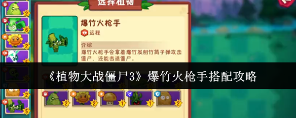 植物大战僵尸3爆竹火枪手怎么搭配
