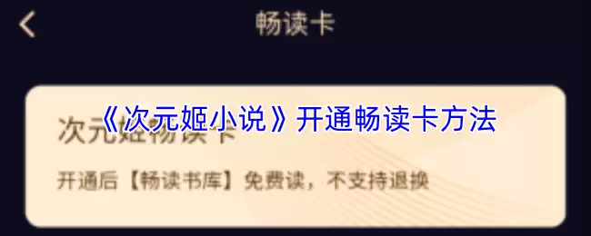 次元姬小说畅读卡开通攻略：从申请到使用全指南