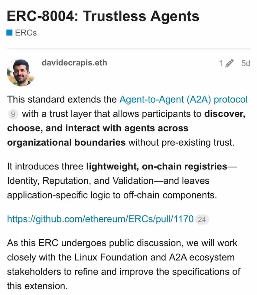 接棒x402？ERC-80040协议是什么？ERC-8004叙事下的受益项目介绍