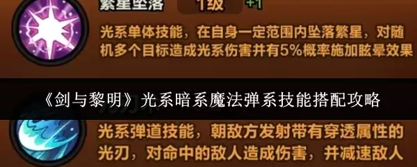光系暗系魔法弹技能搭配指南：剑与黎明最强组合攻略