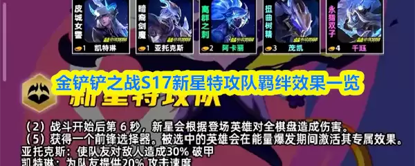 金铲铲之战S17：新星特攻队羁绊效果详解与实战测评