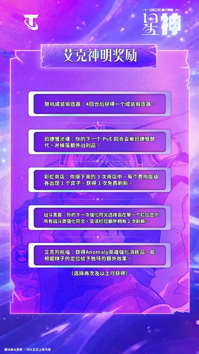 云顶之弈S17艾克神明奖励效果一览