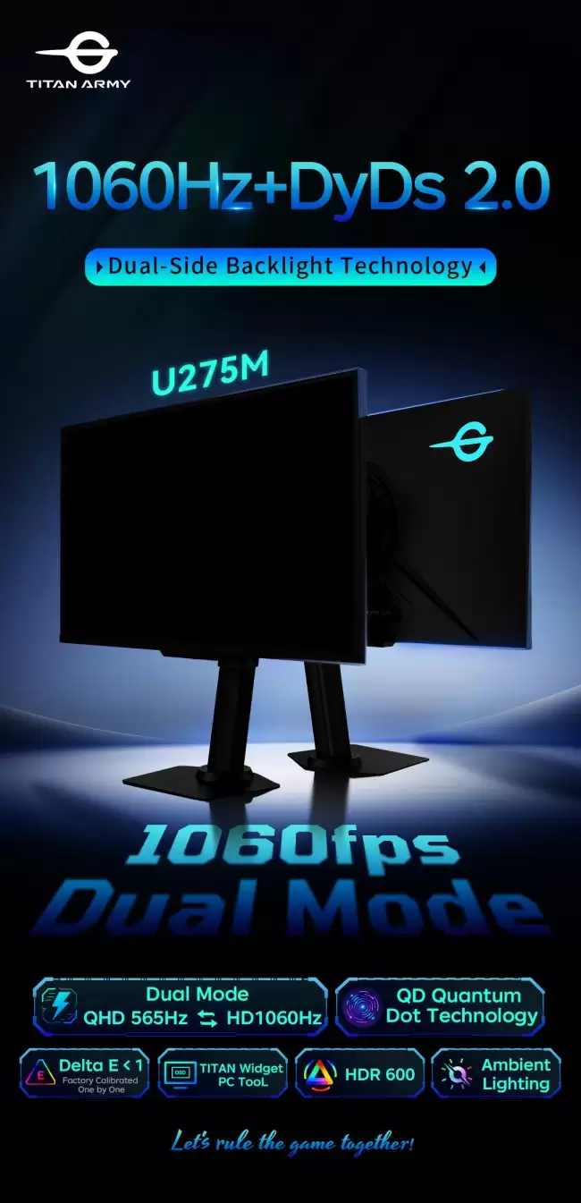 泰坦军团确认 U275M 显示器在 720p 下支持 1060Hz 刷新率