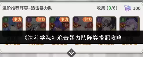 决斗学院追击暴力队阵容怎么搭配