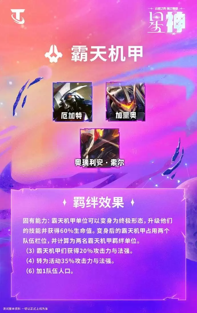 云顶之弈S17霸天机甲羁绊效果一览