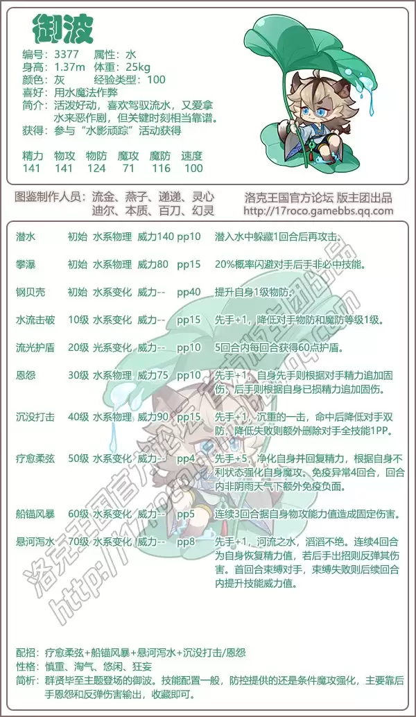 洛克王国御波技能表