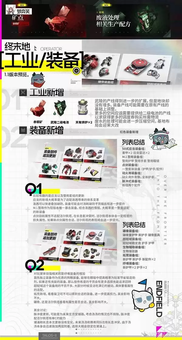 《明日方舟终末地》1.1新增工业装备介绍