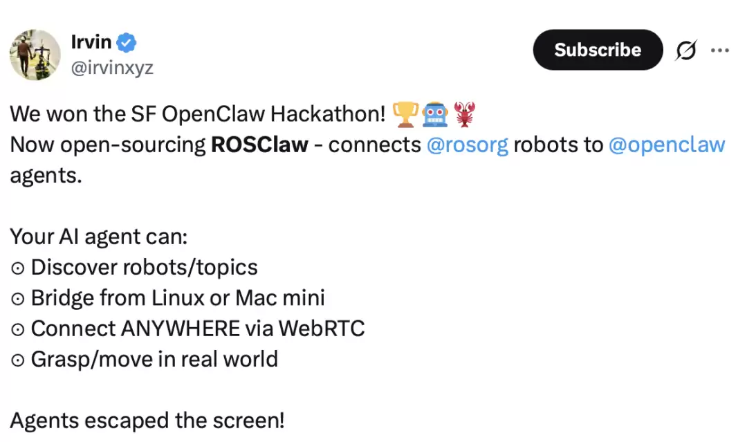OpenClaw上身机器人，AI不仅能帮订外卖，还能替你跑腿了！