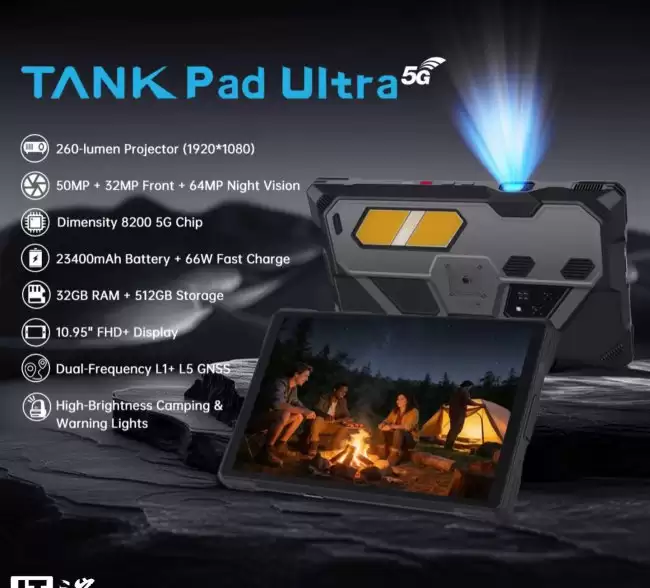 8849 推出 Tank Pad Ultra 平板电脑：内置 1080P 投影仪及夜视仪 599 美元起