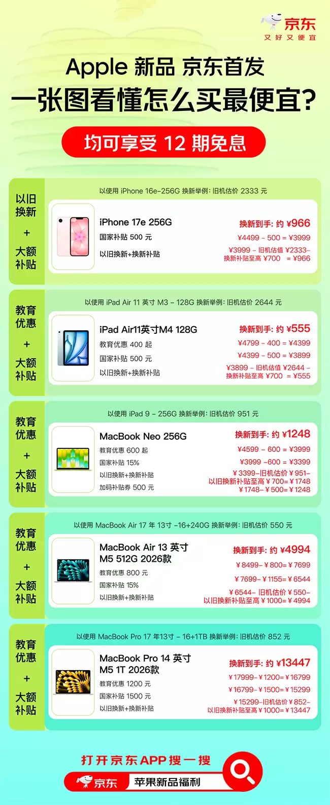 春季新品京东正式开售 iPhone 17e 京东到手价 3299 元起