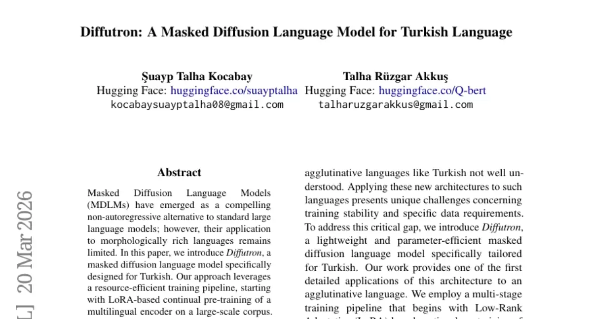 Hugging Face研究团队推出Diffutron：让土耳其语AI快速表达