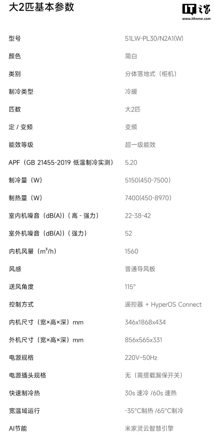 小米推出“米家空调 巨省电 Pro 超一级能效”：提供大 2 匹 / 3 匹版本，4699 元起