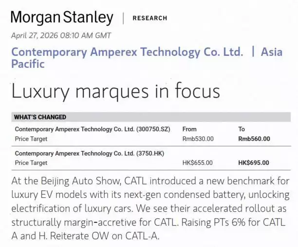 摩根士丹利：纯电续航1000公里，凝聚态电池将树立豪华电动车技术新标杆