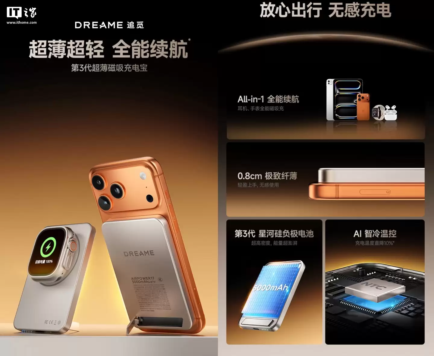 219 → 155 元低过闲鱼：追觅 Qi2 磁吸支架充电宝新低，支持 iPhone 15W+ 手表充电