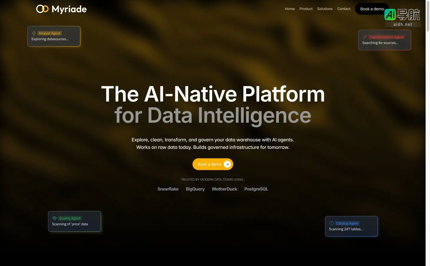 Myriade 是一个AI驱动的数据智能平台，简化数据探索、清洗和治理，提升团队效率